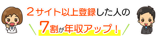 2サイト以上登録した人の7割が年収UP!